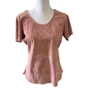 AS by DF Suede Short Sleeve Top Dusty Rose XS